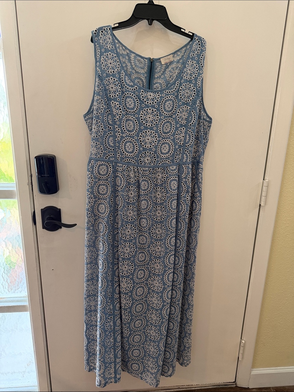 Sleeveless Blue Lace-Style Midi Dress - Brand WRAP designed in London 16 NWOT